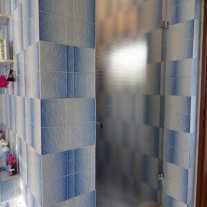 sklenené sprchové dvere na otočných pántoch z ornamentného skla